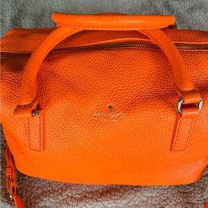 kate spade Bright Orange Pebbled Leather Satchel